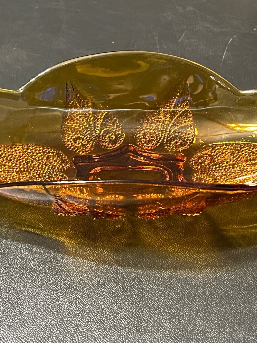 Anchor Hocking Amber Textured Glass Dish